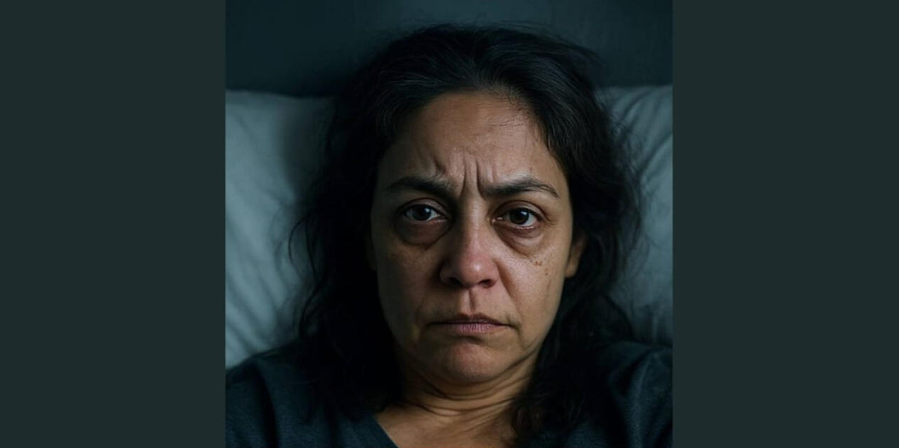 A woman suffering from another sleepless night Tossing and turning all night, exhausted by morning